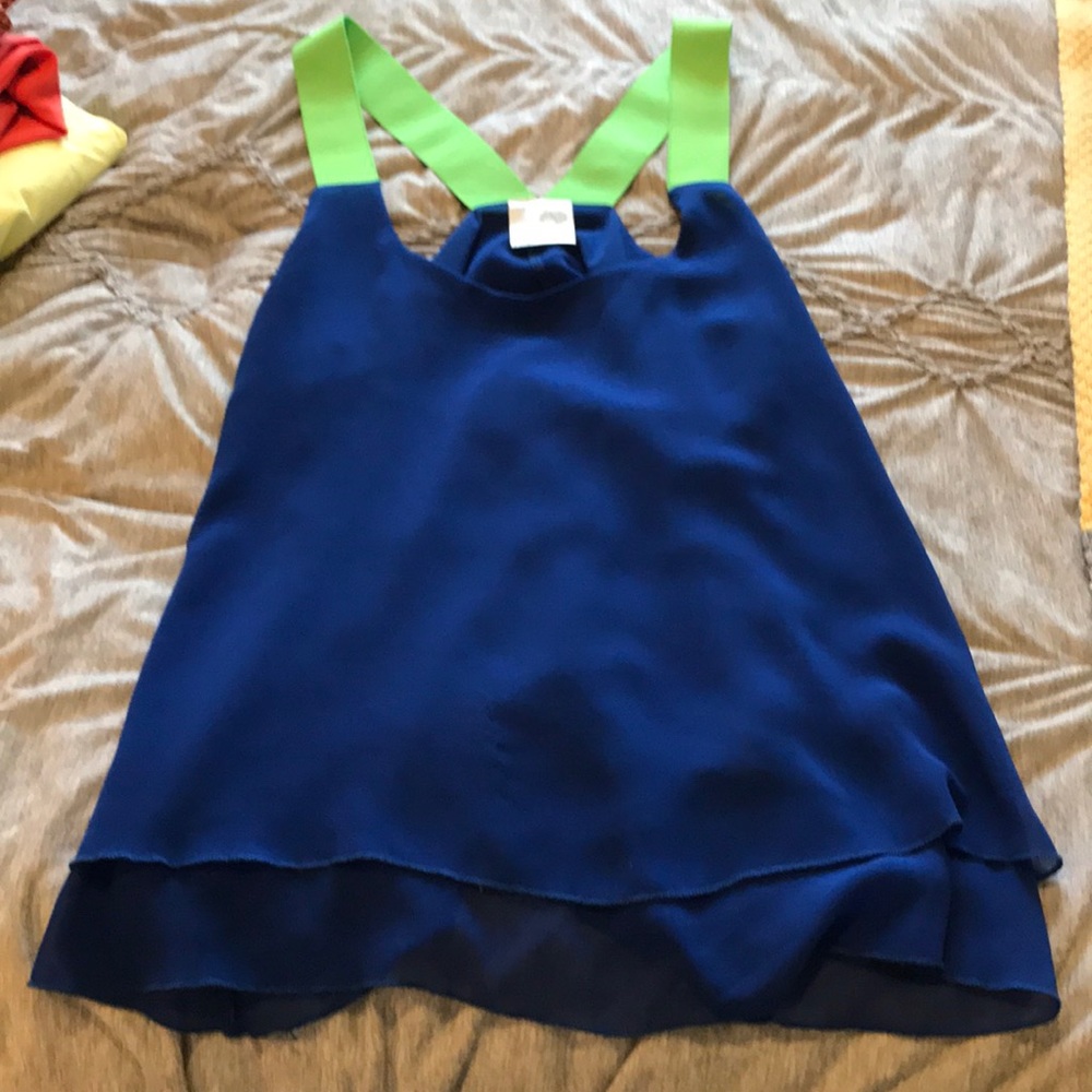 Green and blue blouse